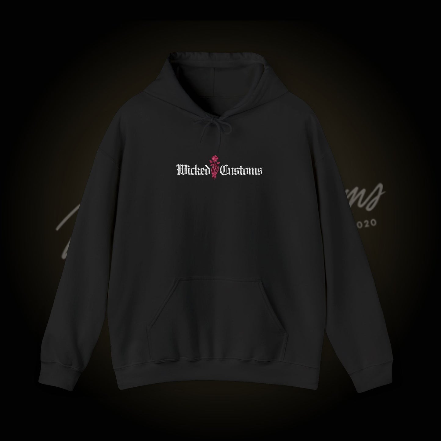 Wicked Customs Rose Embroidered Hooded Sweatshirt