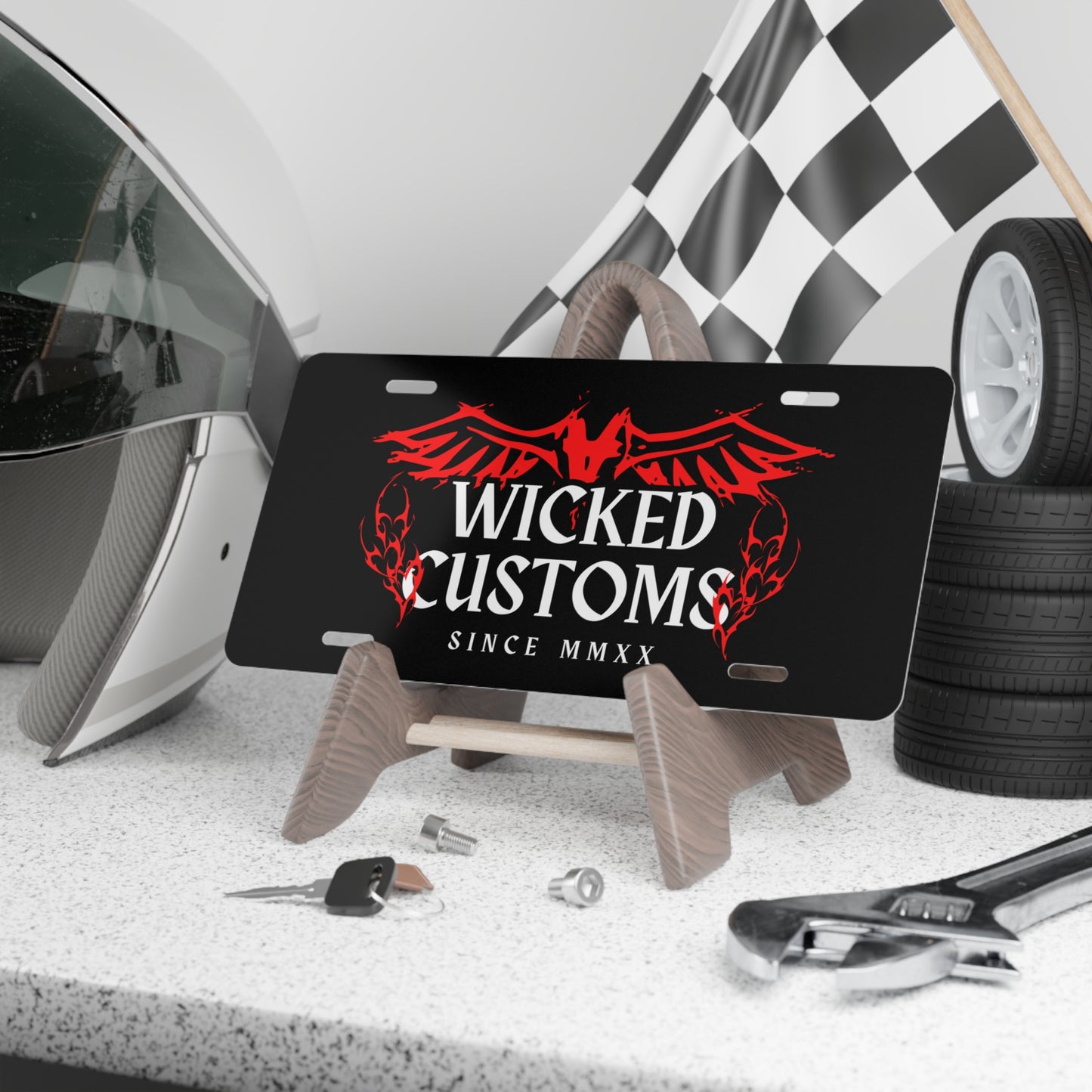 Wicked Customs Wings Vanity Plate