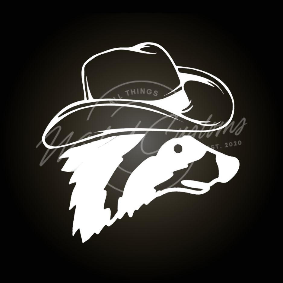 raccoon in cowboy hat decal