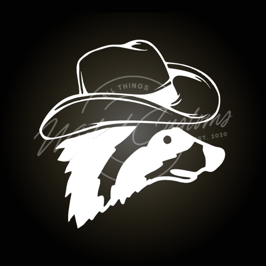 raccoon in cowboy hat decal