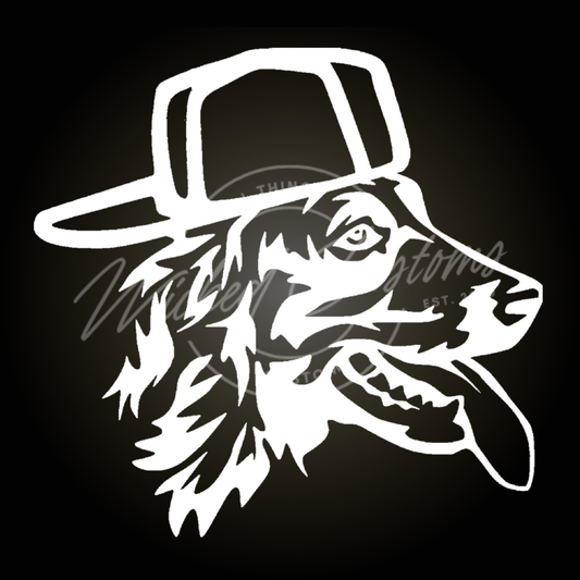 dog in hat decal