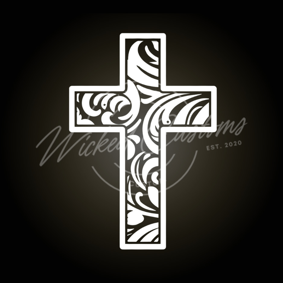 tooled cross decal