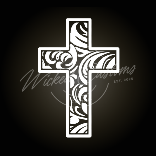 tooled cross decal